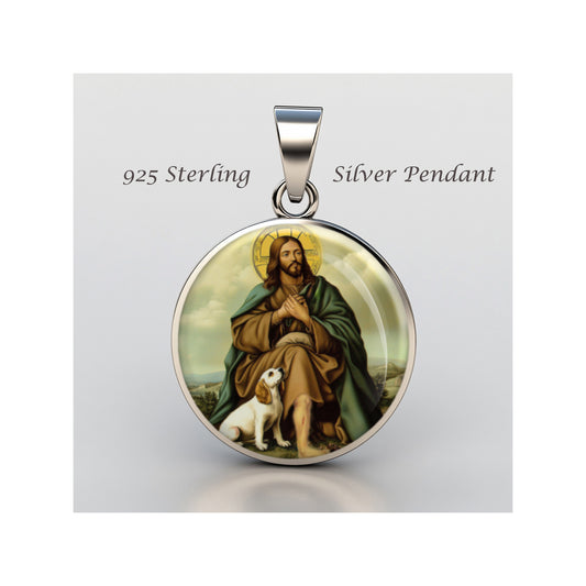 Saint Roch Rock Rocco Catholic sterling silver 925 Christian Medal Patron image 0