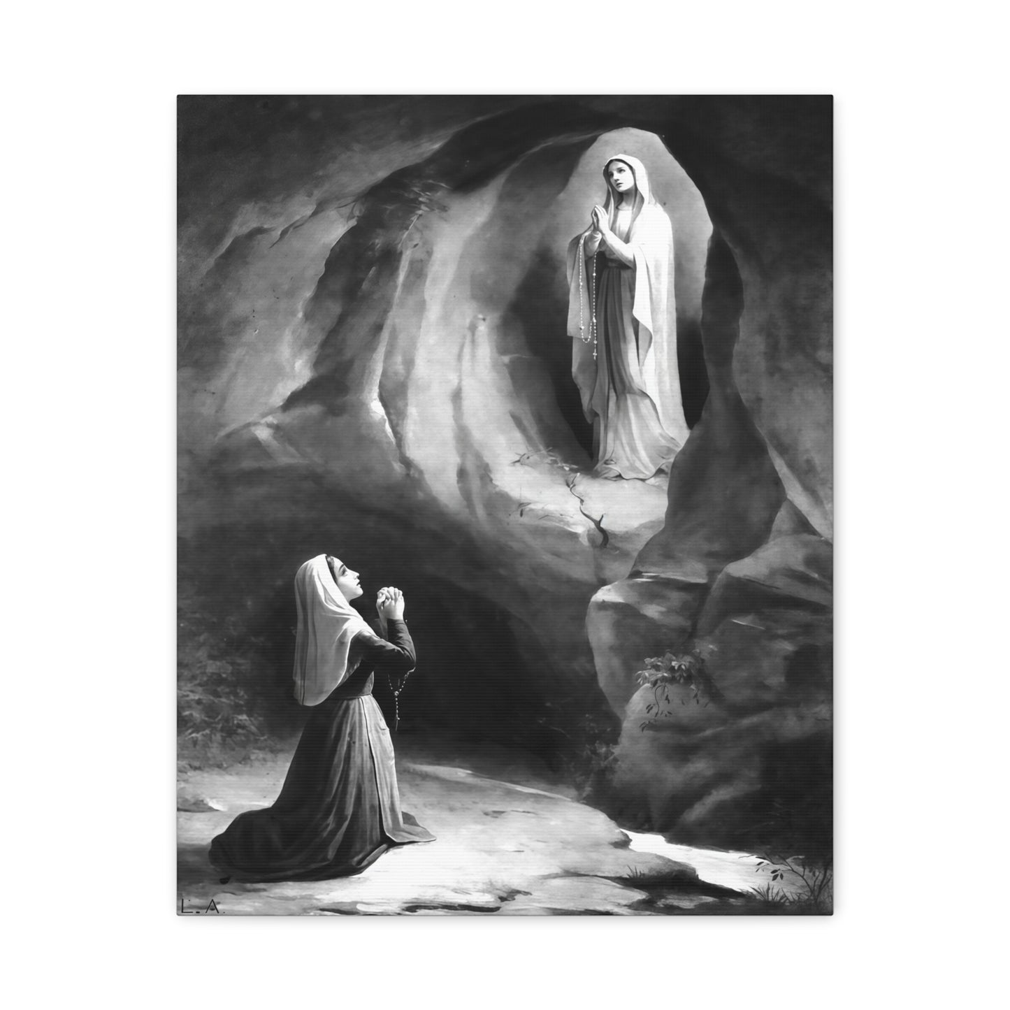 Ready to Hang - Our Lady of Lourdes St. Bernadette Soubirous Catholic Canvas Wall Art, Christian Decor