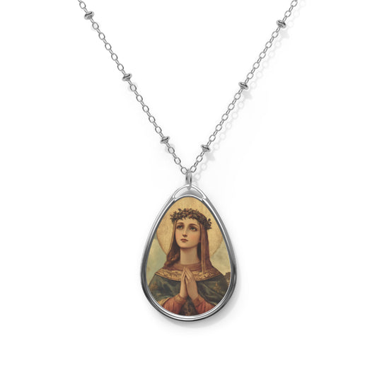 Necklace Pendant with Sacred Heart, Religious Jewelry, Oval Necklace, Christian Gift, Spiritual Accessory, Vintage Style