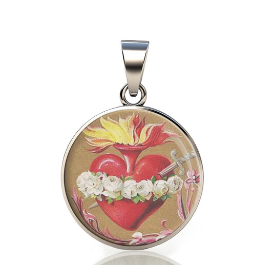Our Lady Immaculate 925 Sterling Silver II Round Pendant Christian Religious Medal Small 20mm