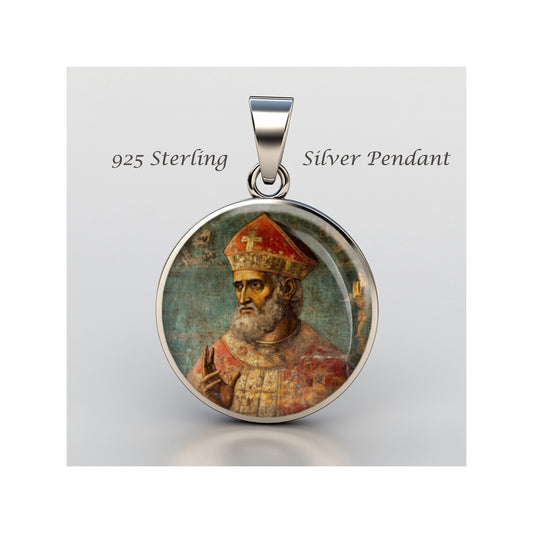 Saint Leo The Great Catholic sterling silver 925 Christian Medal Patron Pendant image 0