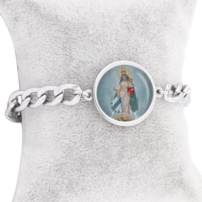 Our Lady Charity Bracelet Gold or Silver tone Religious Jewelry Simple Chain