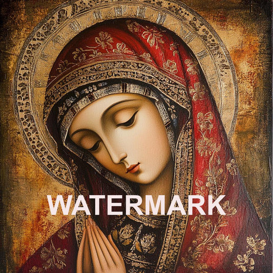 Holy Mary Icon Traditional Byzantine Digital Image image 0