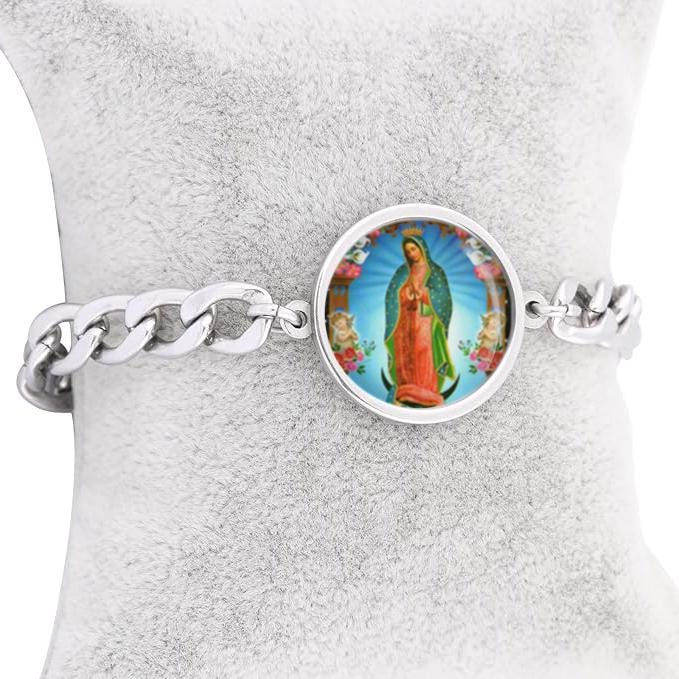 Our Lady Guadalupe Mary Bracelet Gold or Silver tone Religious Jewelry Simple Chain
