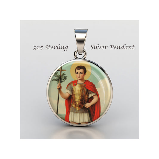 Saint Expedite Catholic sterling silver 925 Christian Medal Patron Pendant image 0