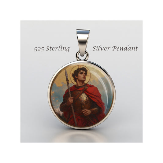 Saint Expedite Catholic sterling silver 925 Christian Medal Patron Pendant image 0
