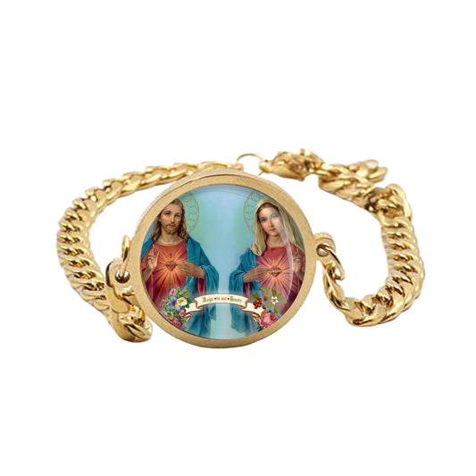 Our Lady Alliance Mary Curb Bracelet Gold or Silver tone Religious Jewelry Simple Chain