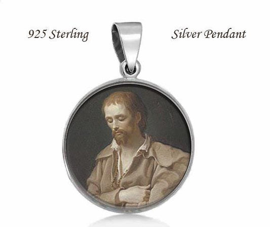 St. Benedict Joseph Labre Religious Christian 925 Silver Medal Round 20mm Patron Saint