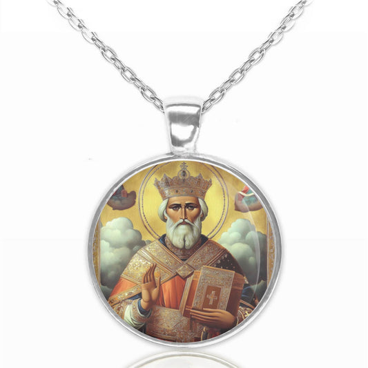 St. Nicholas of Bari Christian Medal Pendant Religious Necklace