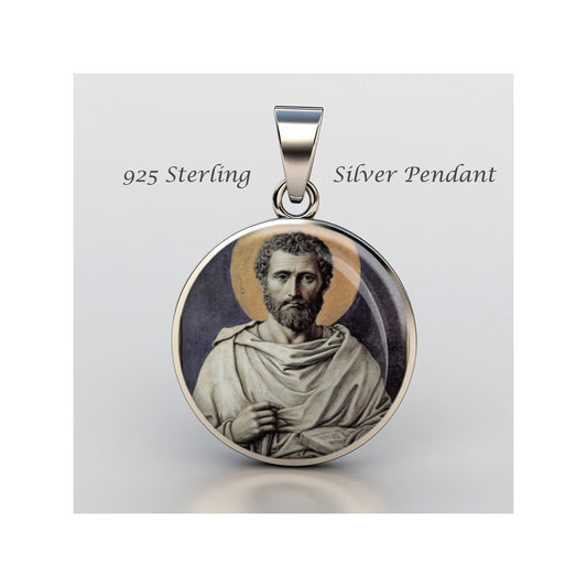 Saint Justin The Philosopher Catholic sterling silver 925 Christian Medal Patron image 0