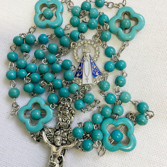 Our Lady Aparecida Blue Turquoise Rosary