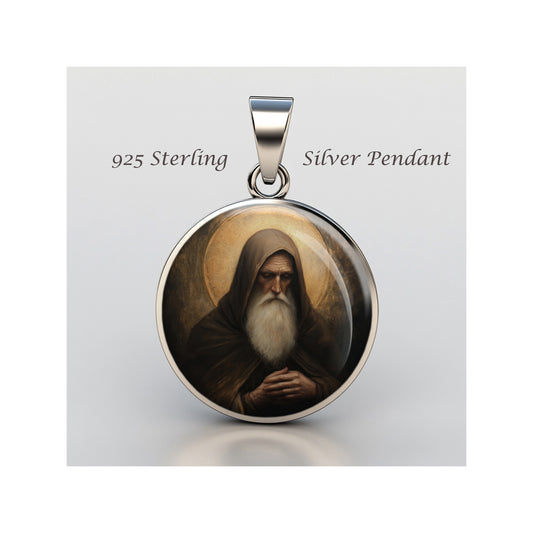 Saint Benedict Of Nursia Catholic sterling silver 925 Christian Medal Patron image 0