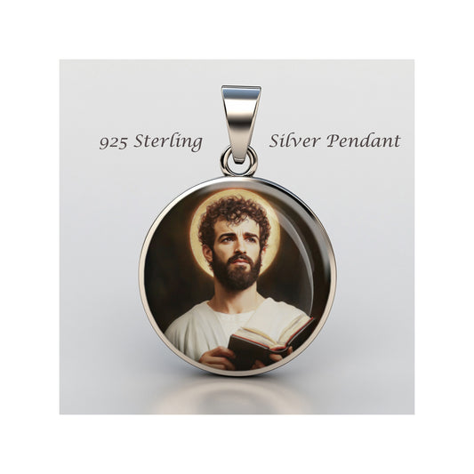 Saint Barnabas Catholic sterling silver 925 Christian Medal Patron Pendant image 0