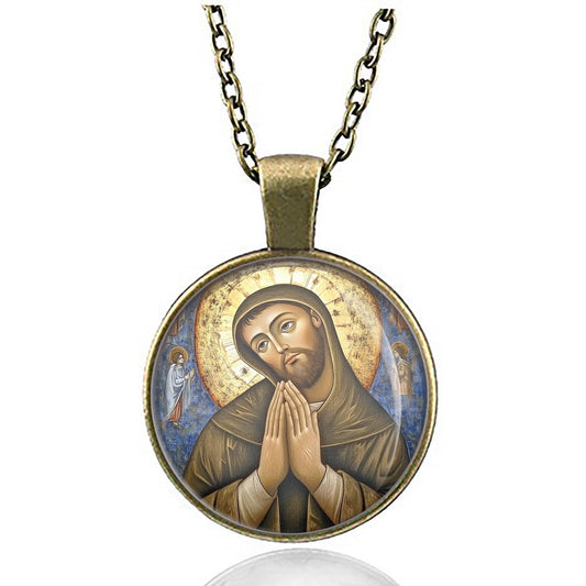 St. Francis of Assisi in Prayer Necklace Medal Pendant