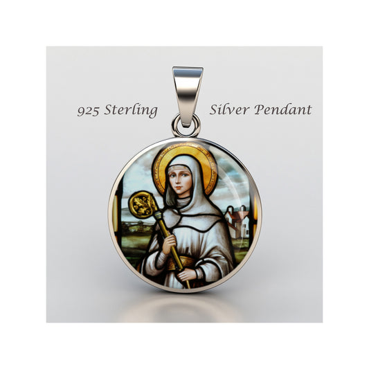 Saint Brigid Of Kildare Or Saint Brigid Of Ireland sterling silver 925 Medal image 0