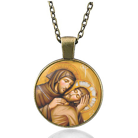 St. Francis of Assisi w Jesus Christ Catholic Medal Pendant Necklace