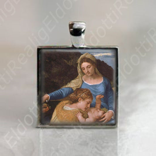 St. Catherine with Madonna & Baby Jesus by Titian Catholic Medal Virgin Mary Pendant