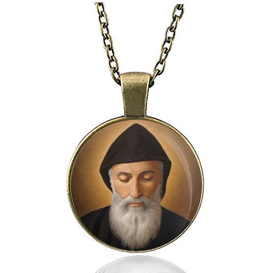 St. Charbel Catholic Necklace Medal Round Pendant