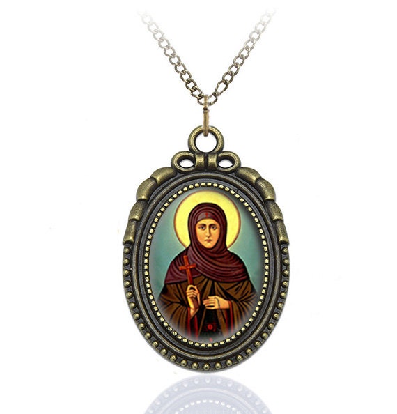 St Eugenia Christian Roman Martyr Necklace Bronze Catholic Medal