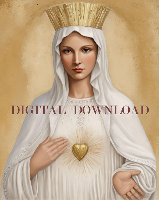 Our Lady of Beauraing, Virgin with the Golden Heart Art Digital Image Print image 0