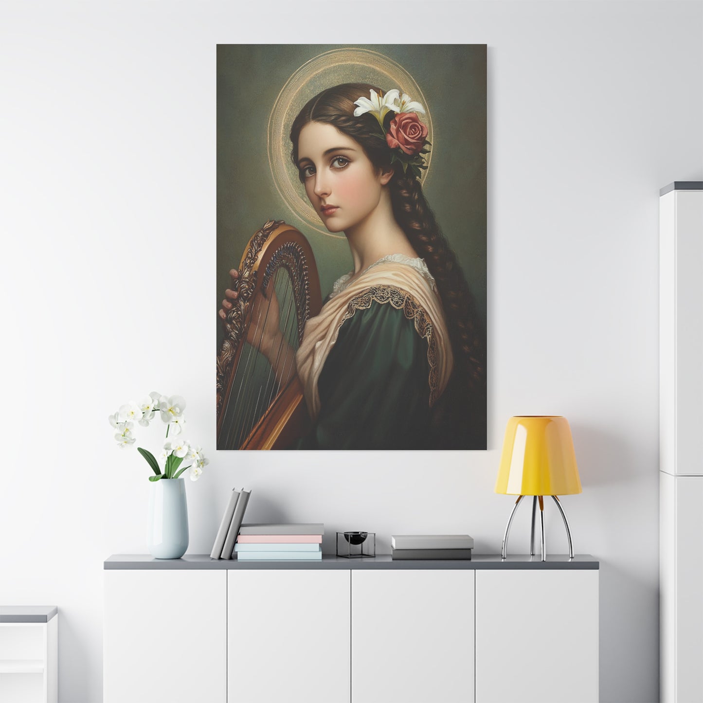 St. Cecilia Catholic Canvas Wall Art, Christian Decor
