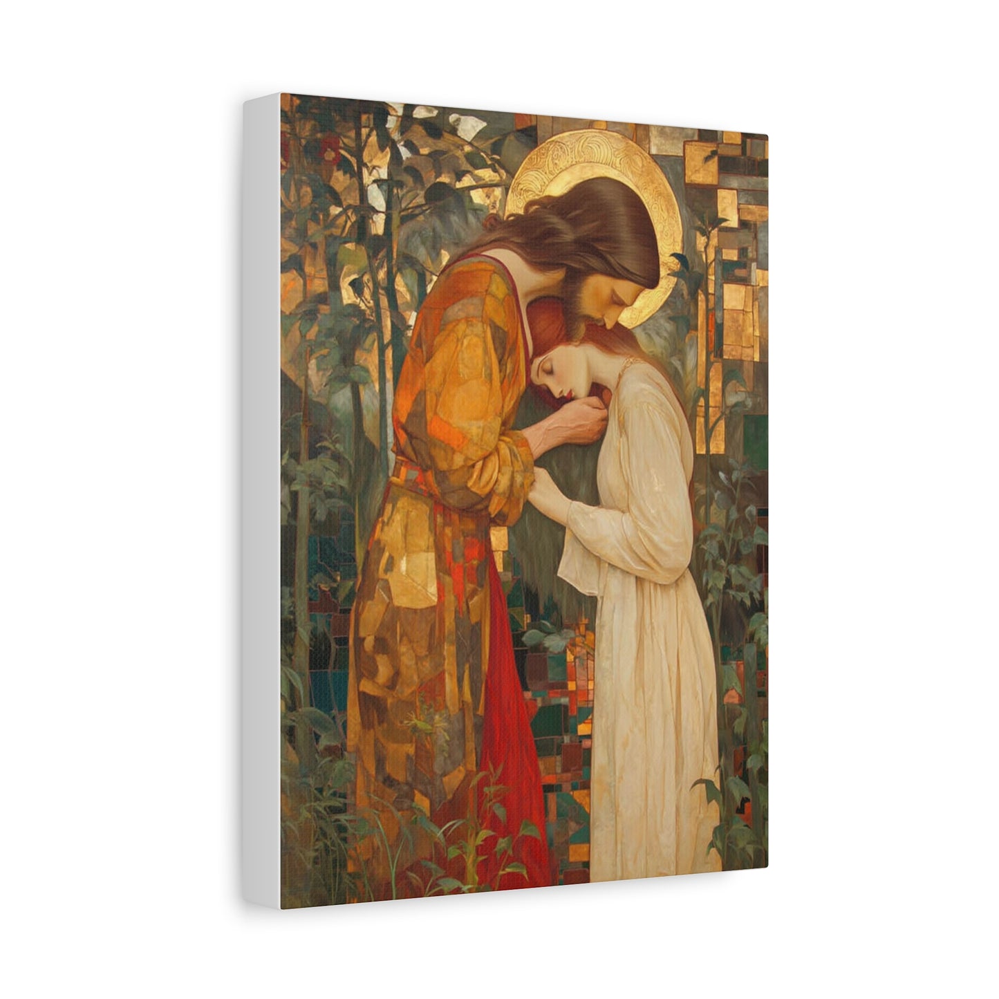 Healing Love - Christ Embracing Mary Magdalene Catholic Canvas Wall Art, Christian Decor