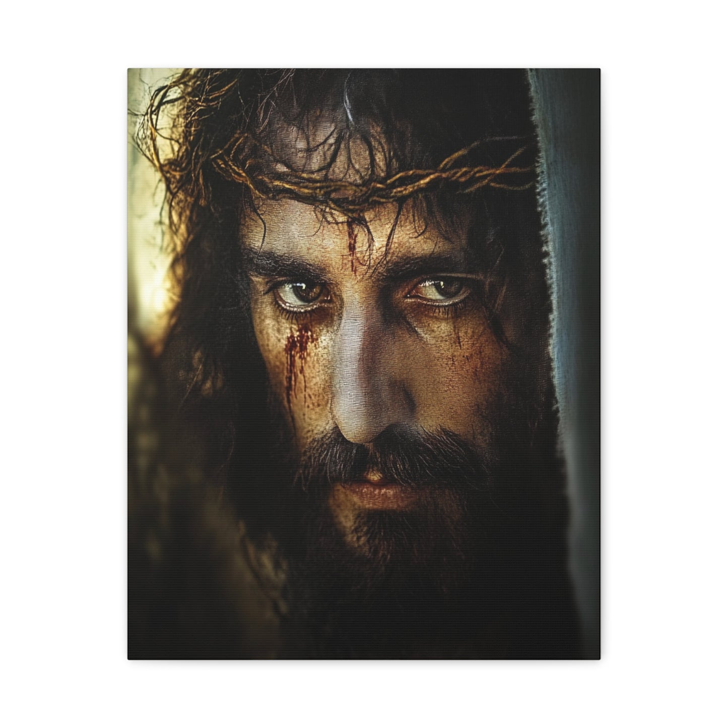 Jesus Christ Our Lord with Crown of Thorns Catholic Canvas Wall Art, Christian Decor