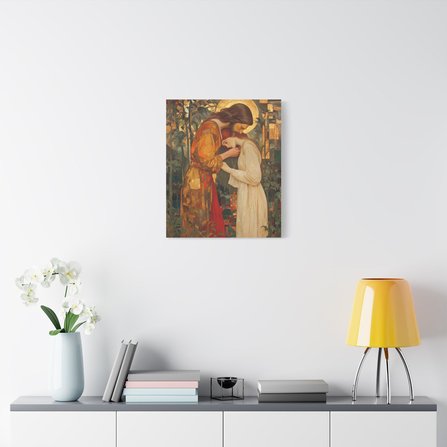 Healing Love - Christ Embracing Mary Magdalene Catholic Canvas Wall Art, Christian Decor