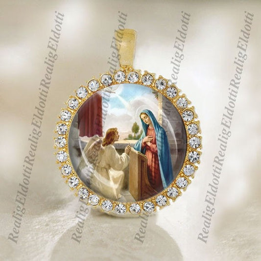 The Annunciation to the Blessed Virgin Mary Catholic Gold Tone Christian Medal