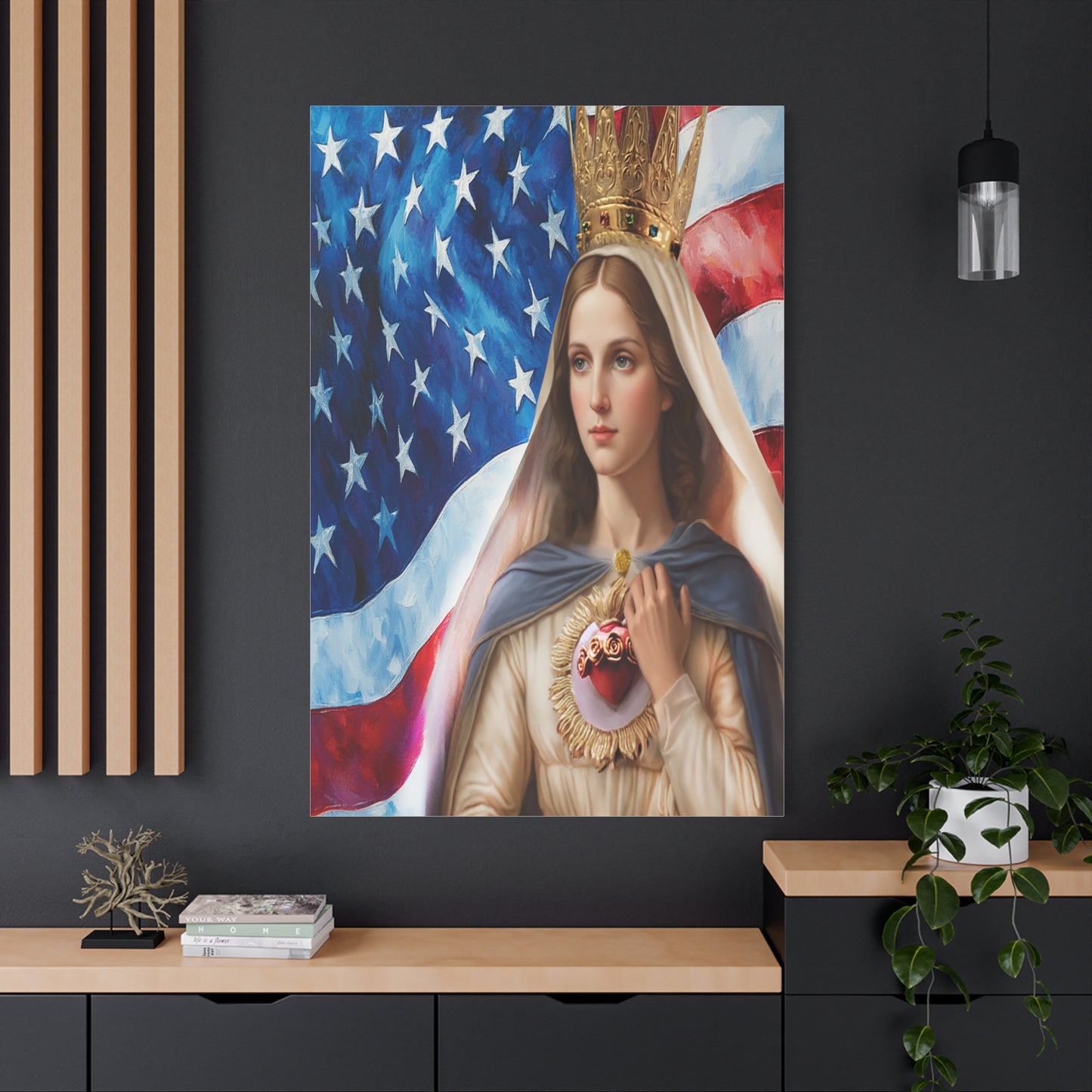 Ready to Hang - Mary Our Lady of America Catholic Canvas Wall Art, Christian Decor