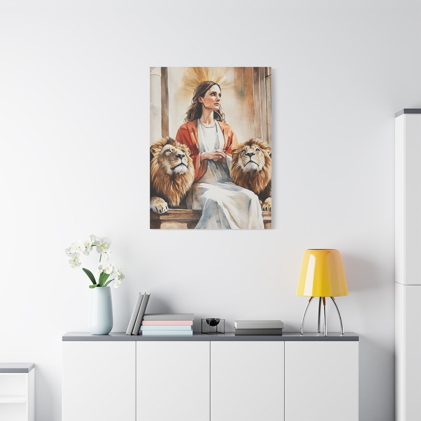 Ready To Hang - St. Prisca with Lions Catholic Canvas Wall Art, Christian Decor