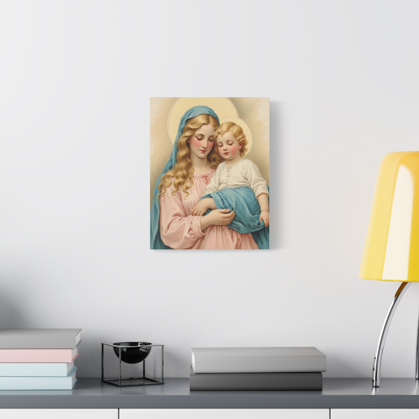 Mother Mary and Baby Jesus Catholic Canvas Wall Art, Christian Decor