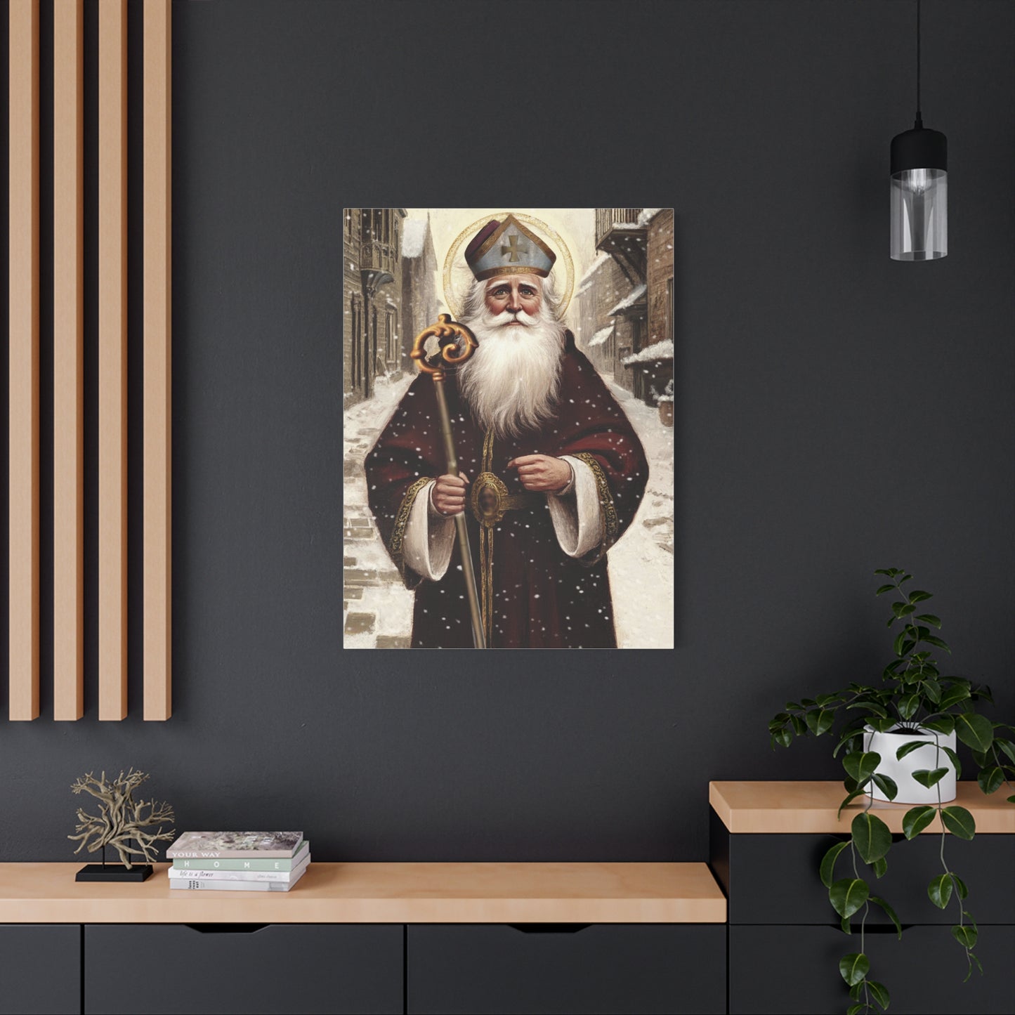 St. Nicholas of Bari Religious Canvas Wall Art, Christian Decor