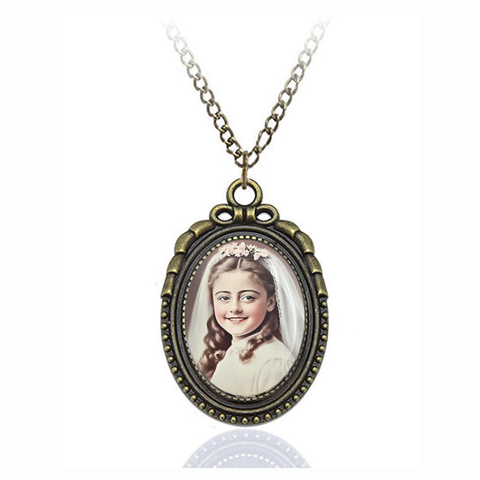 St Child Therese of Liseux Catholic Oval Bronze Necklace Medal