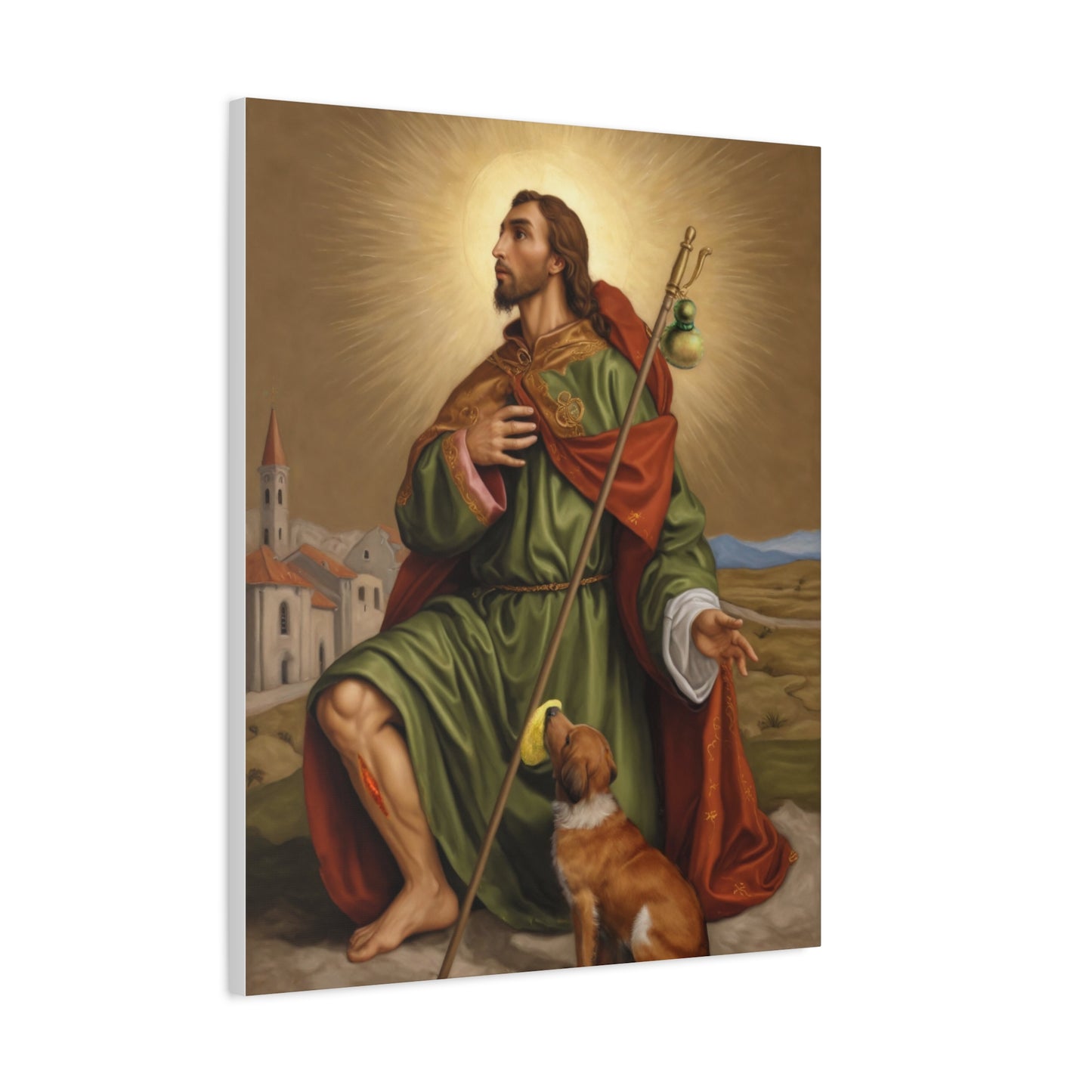 Ready To Hang - St. Roch Rocco Catholic Canvas Wall Art, Christian Decor