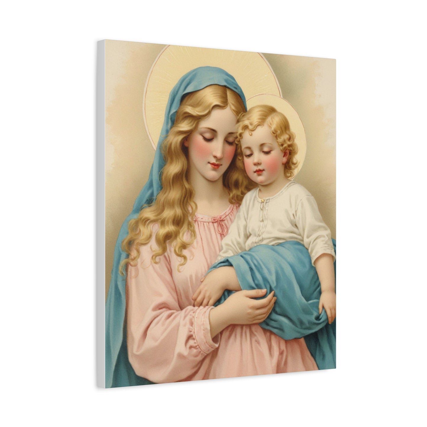 Mother Mary and Baby Jesus Catholic Canvas Wall Art, Christian Decor