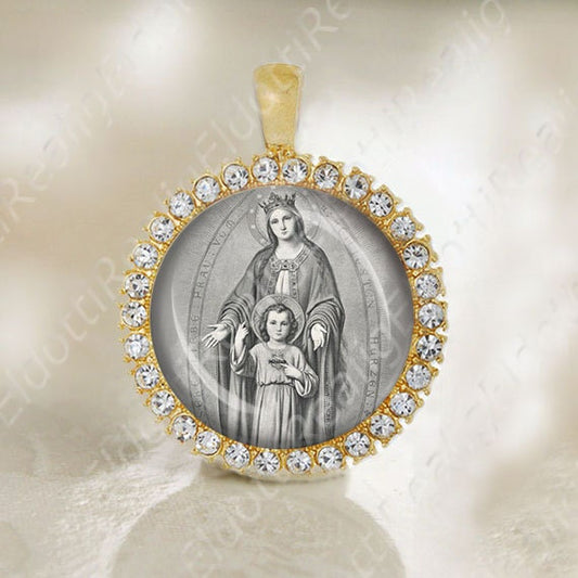 Madonna And Child Virgin Mary Medal Catholic Gold Tone Religious Jewelry
