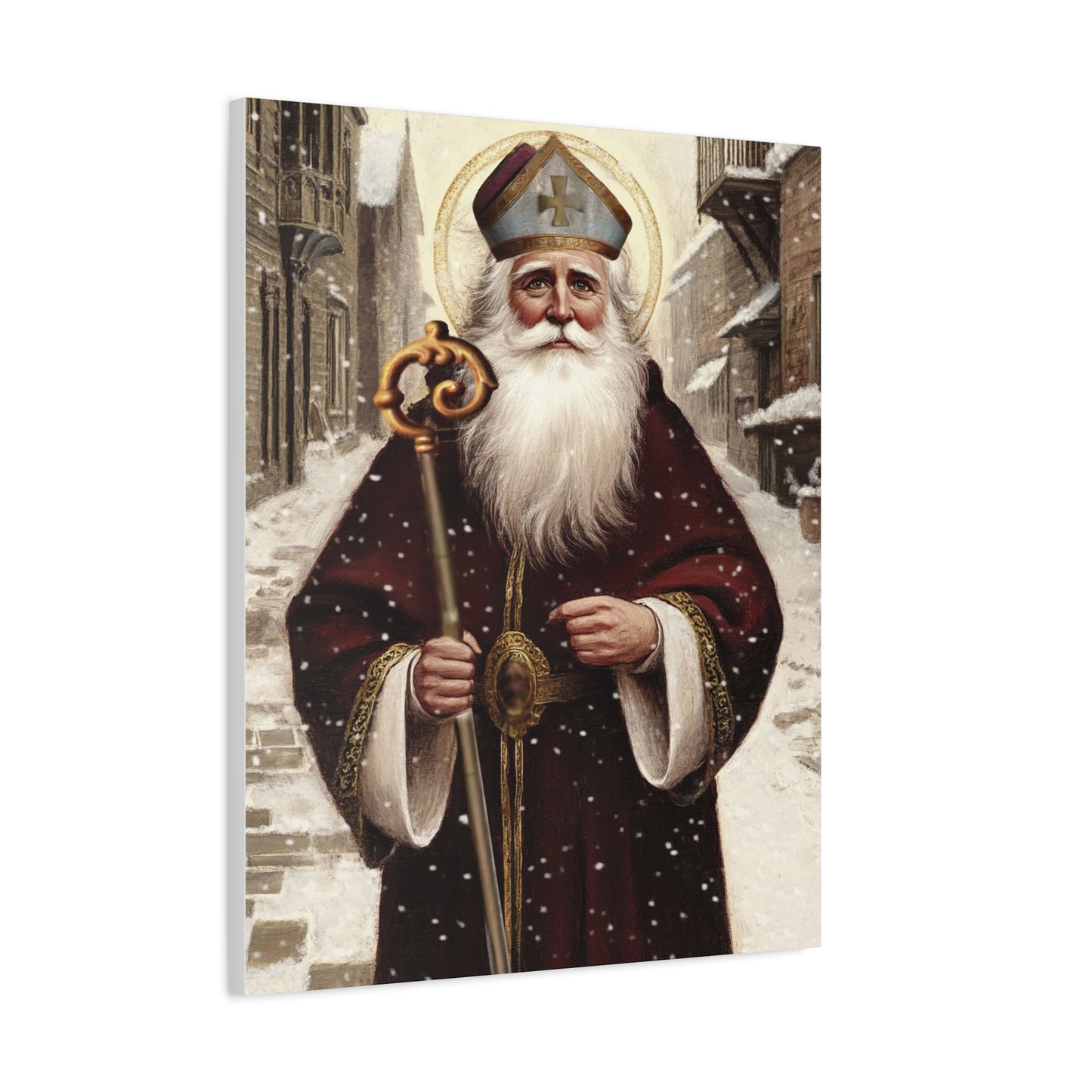 St. Nicholas of Bari Religious Canvas Wall Art, Christian Decor