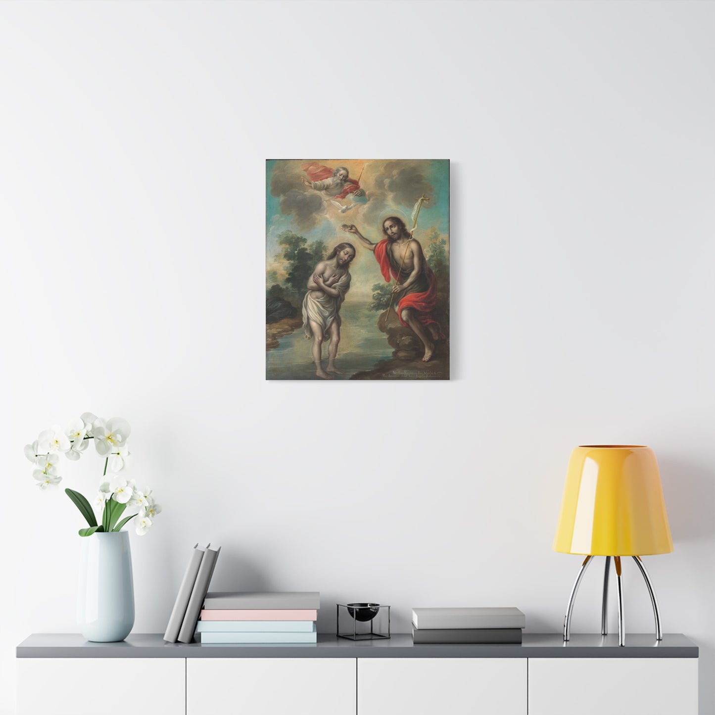 The Baptism of Christ Jesus Catholic HQ Print on Canvas Ready To Hang - Virgin Mary Canvas