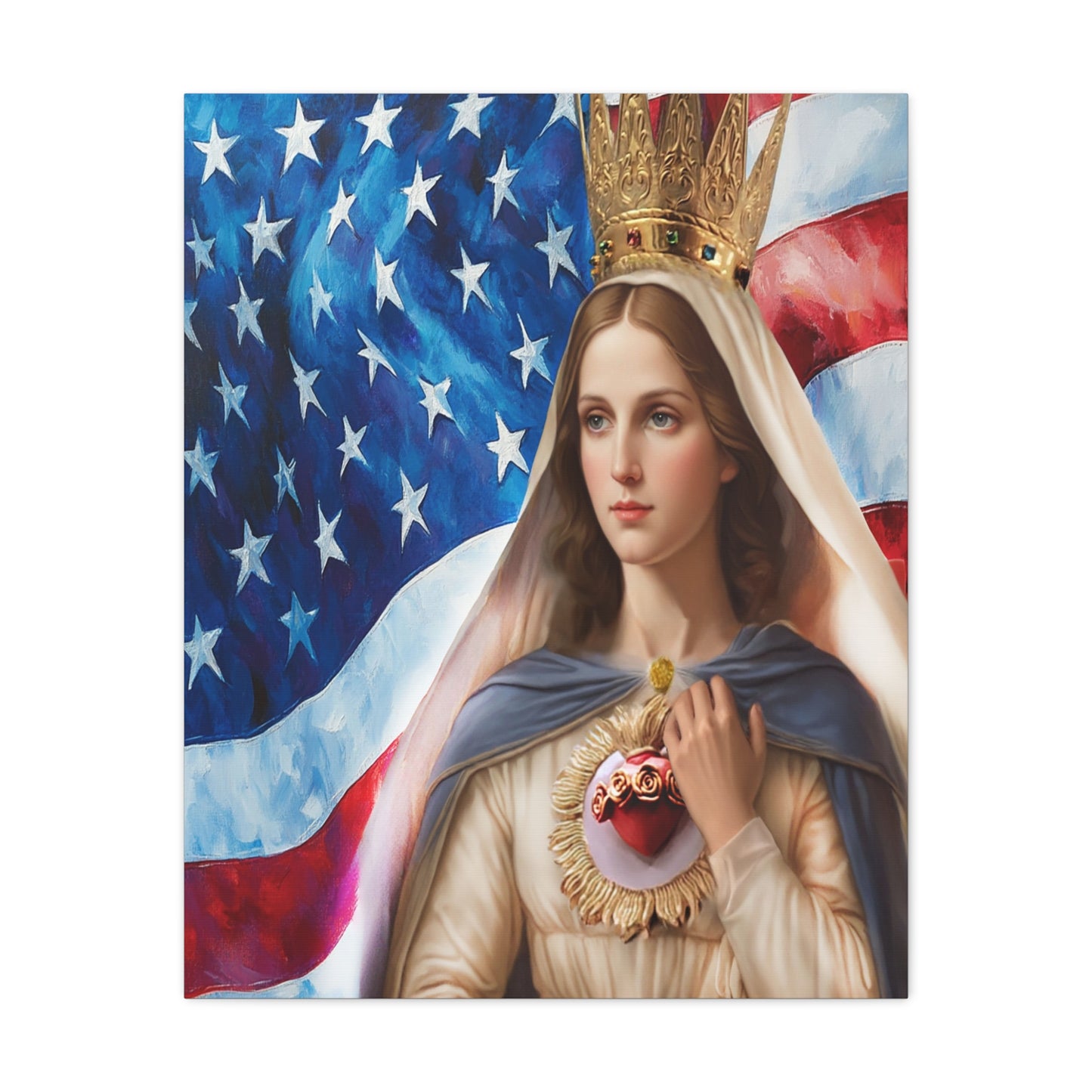 Ready to Hang - Mary Our Lady of America Catholic Canvas Wall Art, Christian Decor