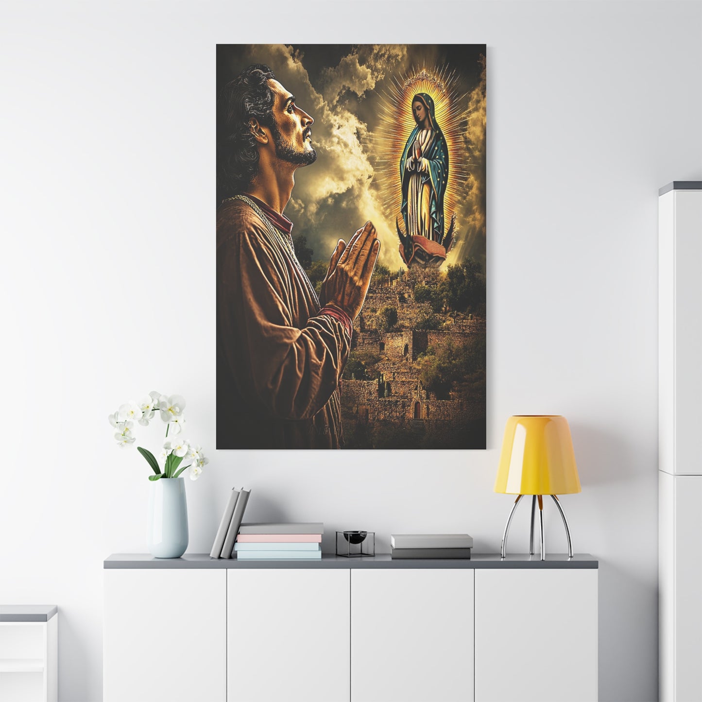 St. Juan Diego Our Lady of Guadalupe Catholic Canvas Wall Art, Christian Decor