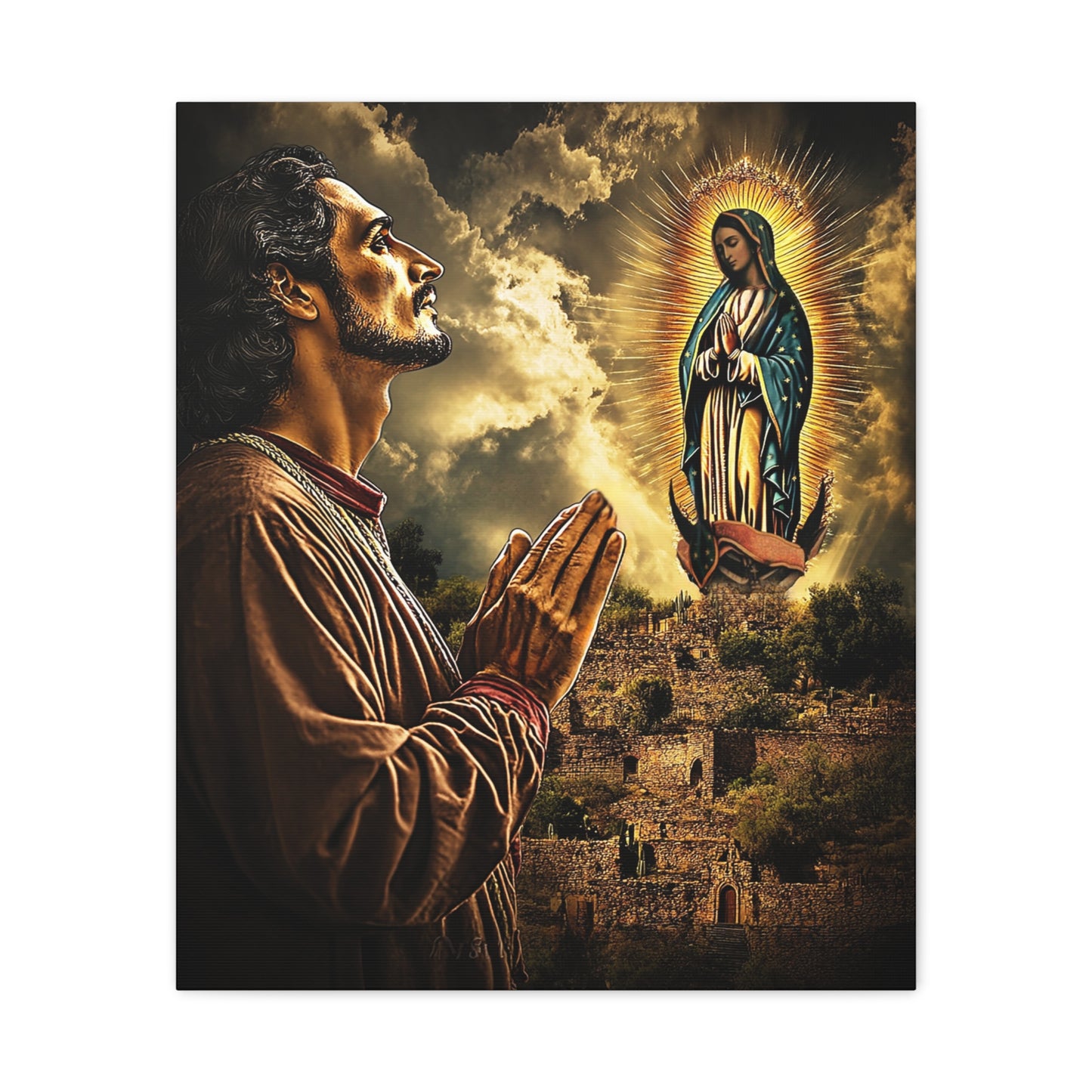 St. Juan Diego Our Lady of Guadalupe Catholic Canvas Wall Art, Christian Decor