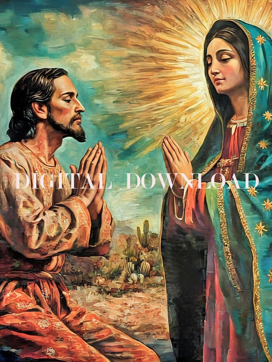 Saint Juan Diego Virgin of Guadalupe  Art Digital Image Catholic Print image 0