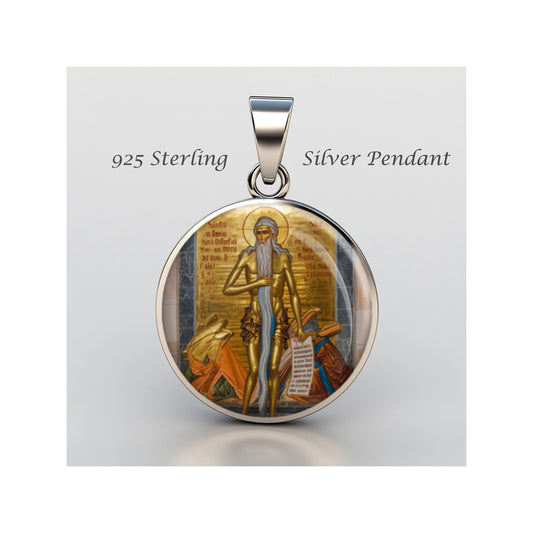 Saint Onofrio Catholic sterling silver 925 Christian Medal Patron Pendant image 0