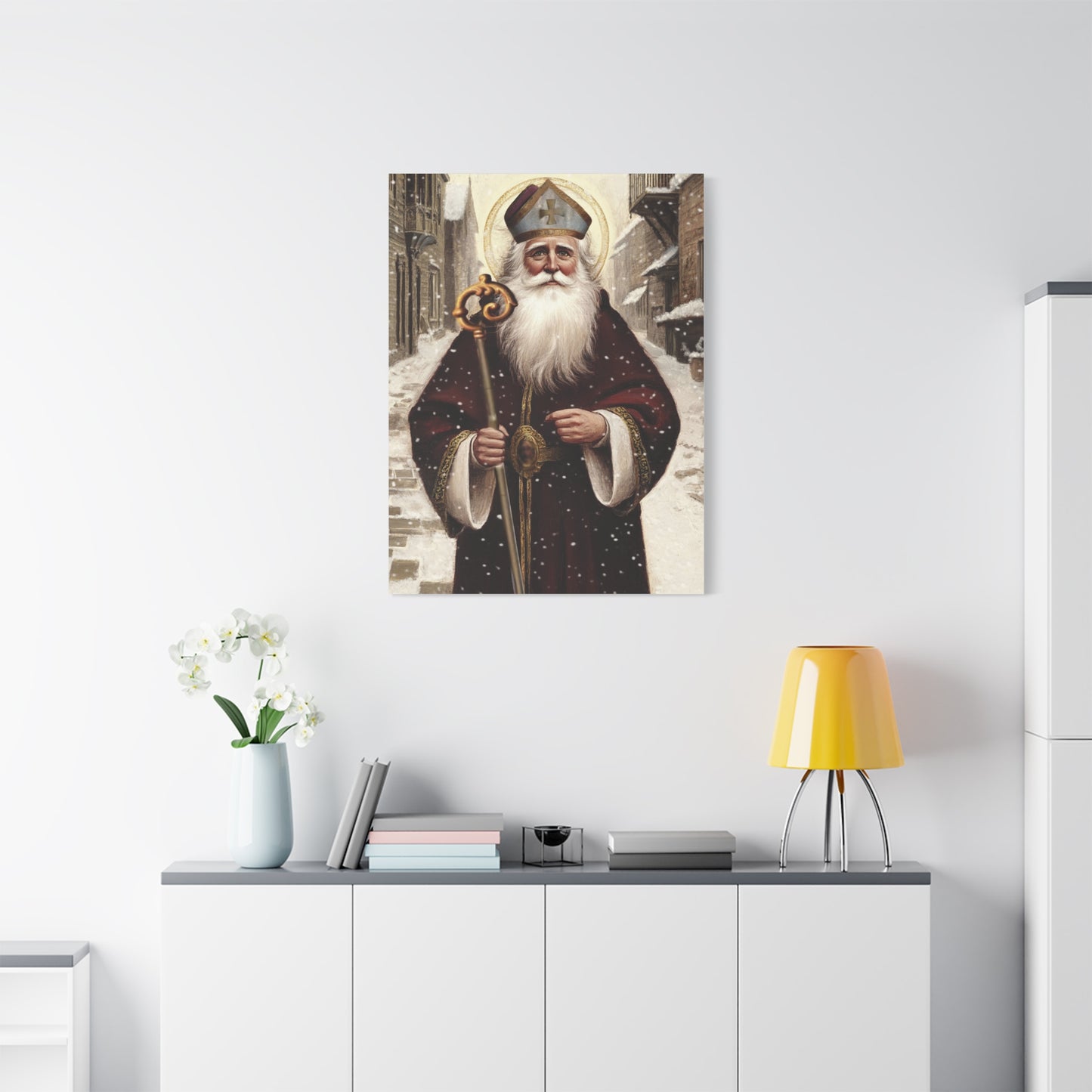 St. Nicholas of Bari Religious Canvas Wall Art, Christian Decor