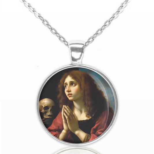 Saint Mary Magdalene in Praying Sorrows Necklace Pendant Medal Religious