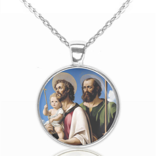 St. Christopher with St Peter Catholic Necklace. Patron Saint of Travelers Children