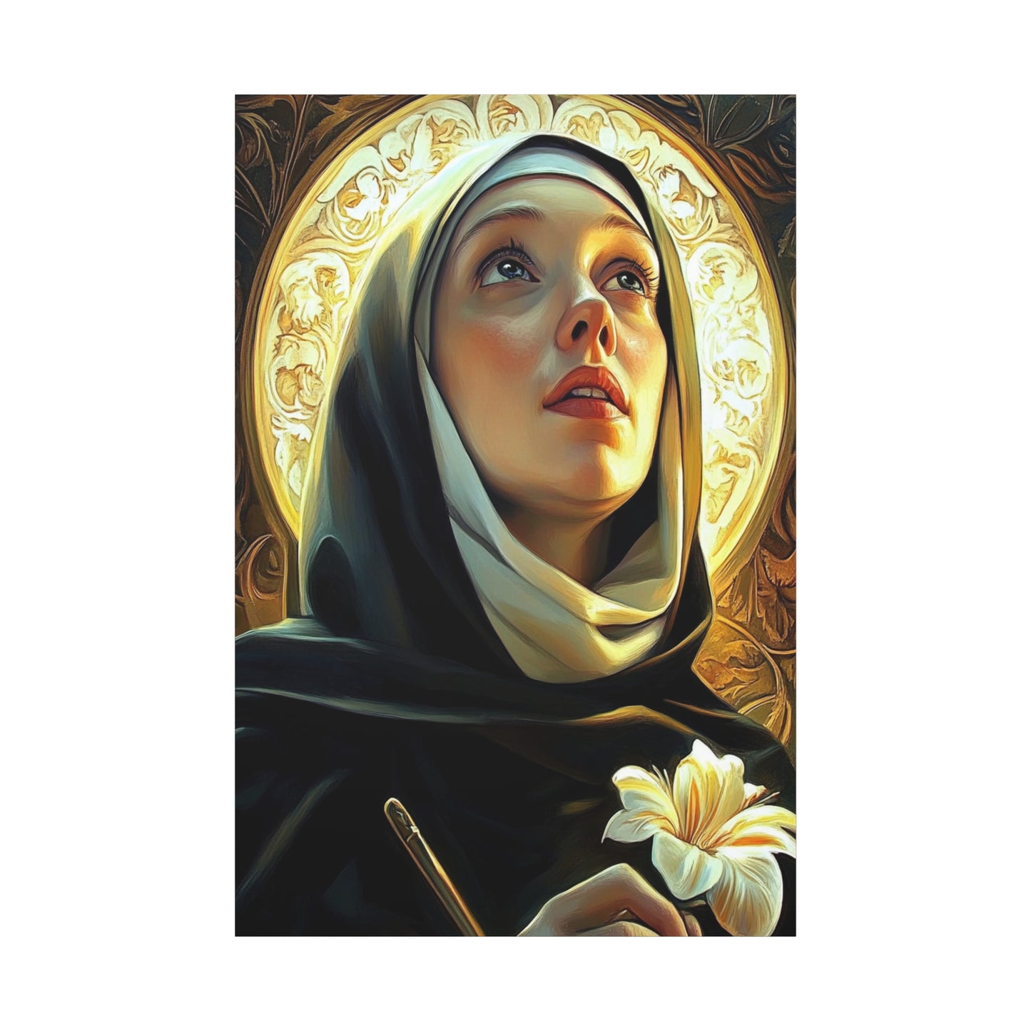 St. Catherine of Sweden Catholic Canvas Wall Art, Christian Decor