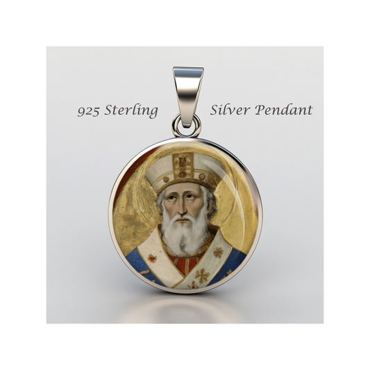 Saint Blaise Catholic sterling silver 925 Christian Medal Patron Pendant image 0
