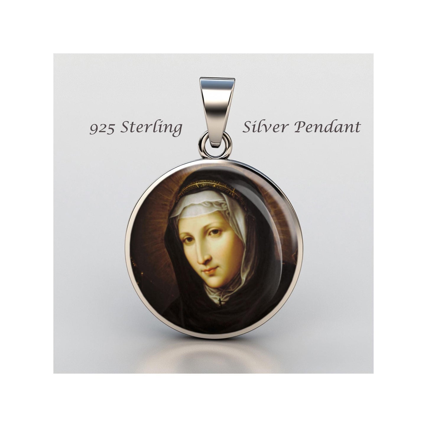 Saint Catherine Of Genoa Religious Devotional sterling silver 925 Christian Medal Patron